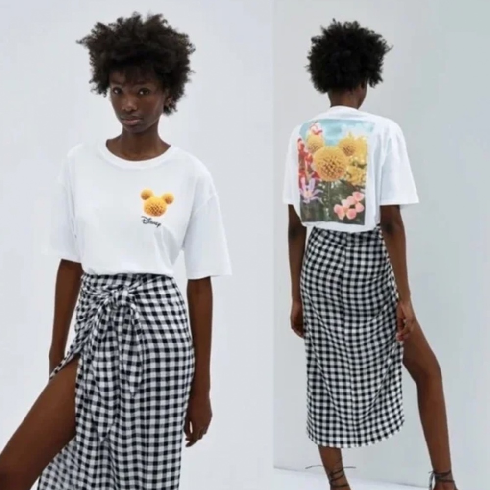 Zara Disney Flower Graphic Tee Size Large